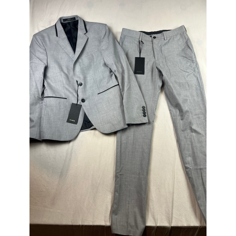 Zara Light Gray 2 Piece Suit Set Blazer and Trousers 0706/345/802 Size 38/30